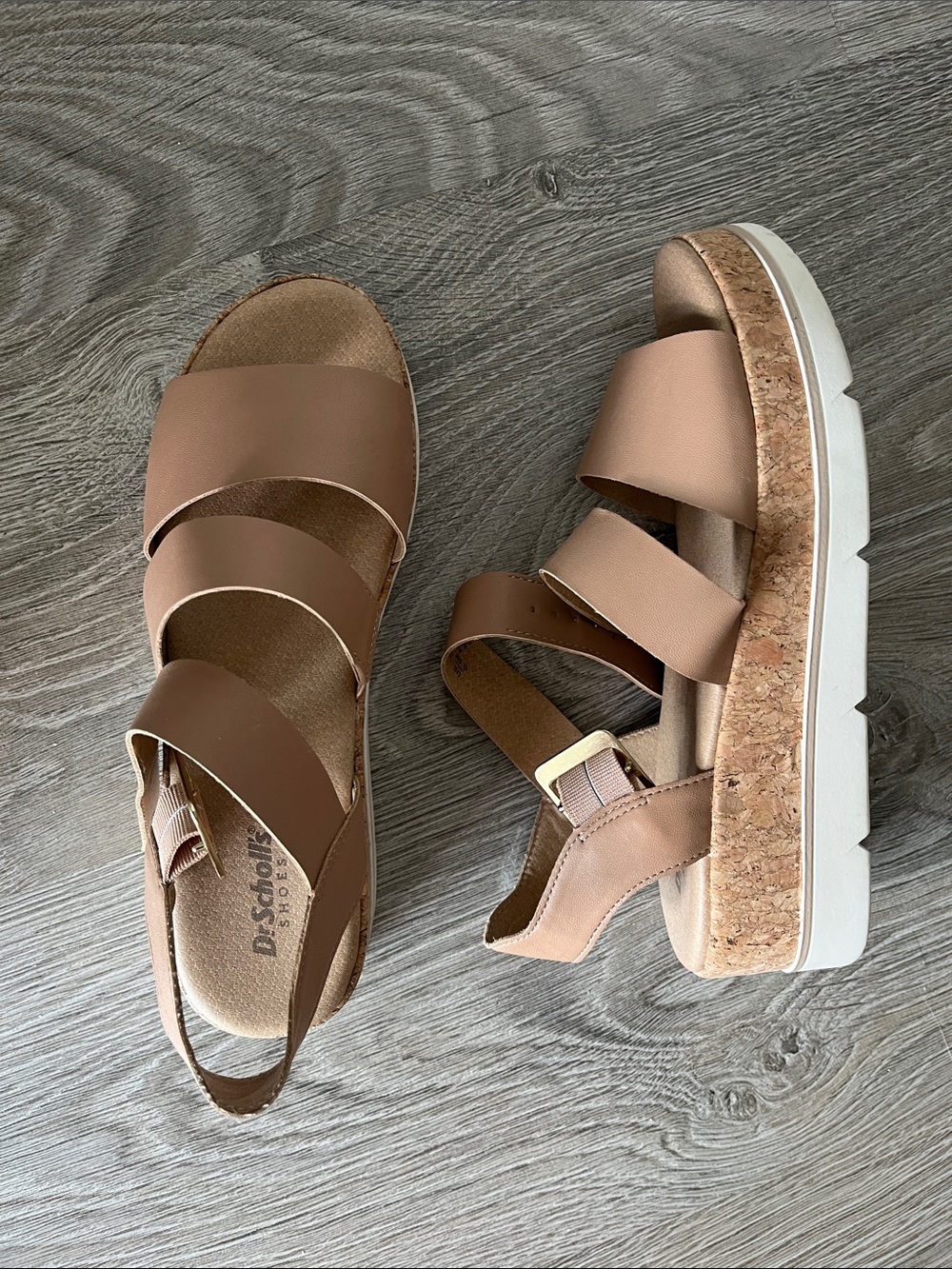 Dr. Scholl's Brown Triple-Strap Slingback Sandals - Picture 3 of 4